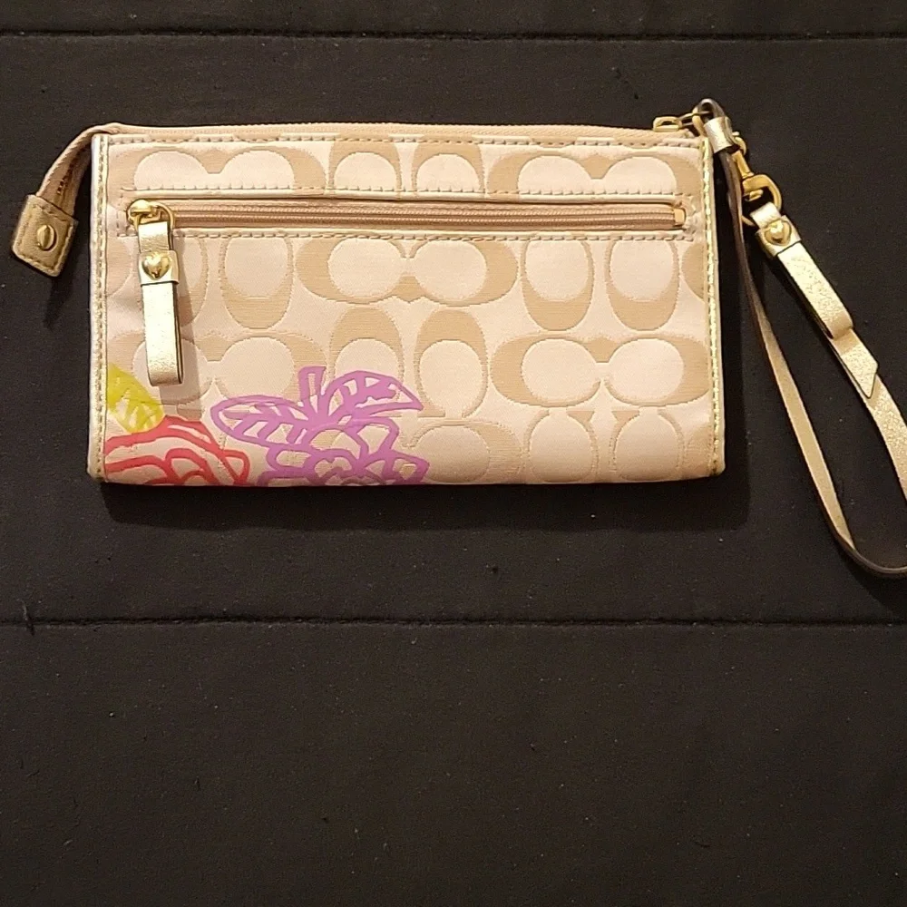 Coach Cream Wristlet with Multicolor Floral Design - Picture 2 of 14